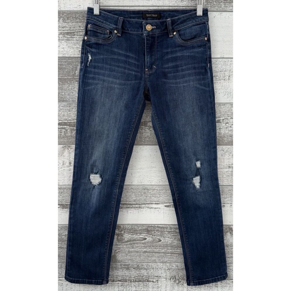 White House Black Market Crop Distressed Blue Jeans Women's Size 4 (Fit 28x28)
